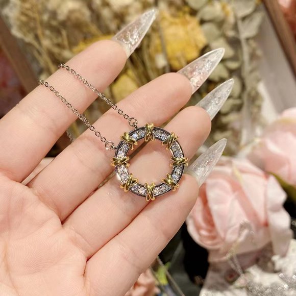 Zircon Flower Fork Necklace - Picture 7 of 7